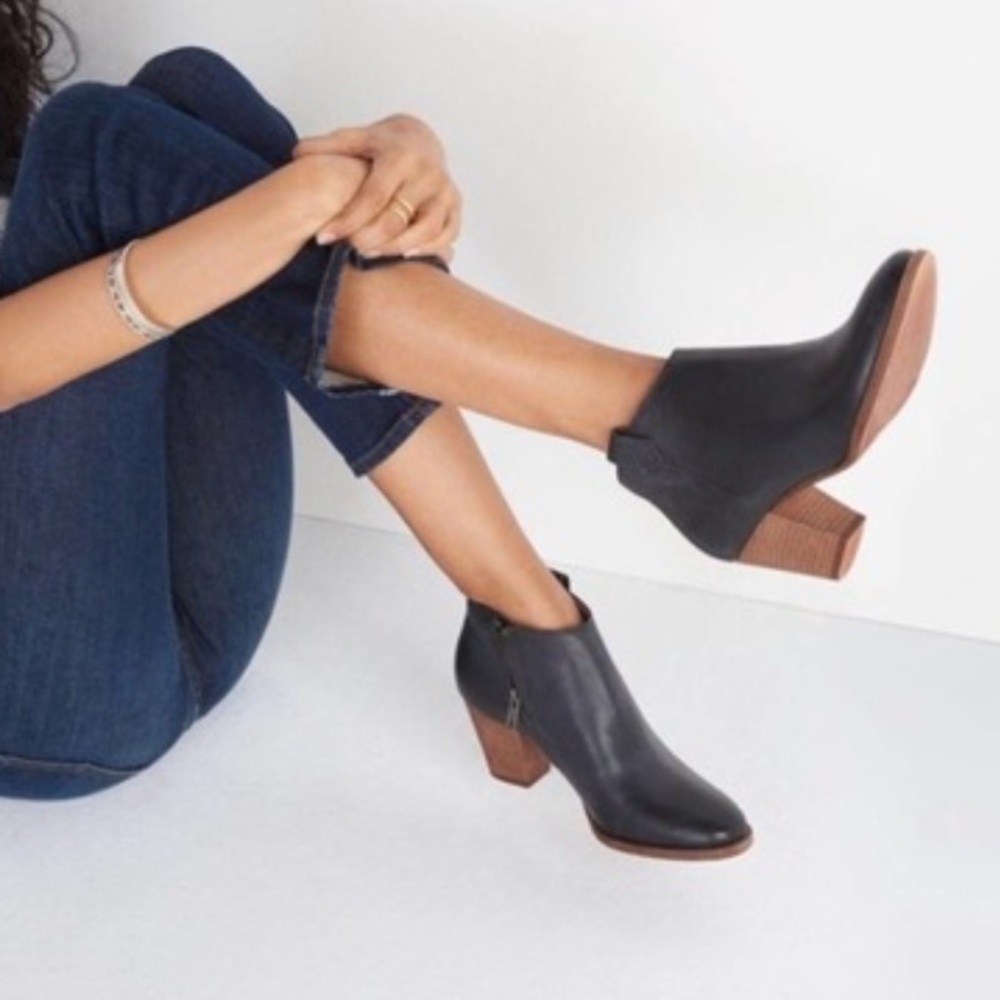 Madewell The Billie Ankle‎ Black Leather Boots Booties